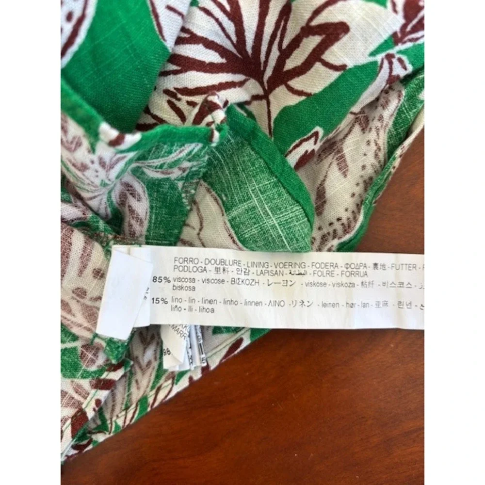 Zara Tropical Green Floral Halter Cutout Romper Mini Skort Jumpsuit Linen Blend